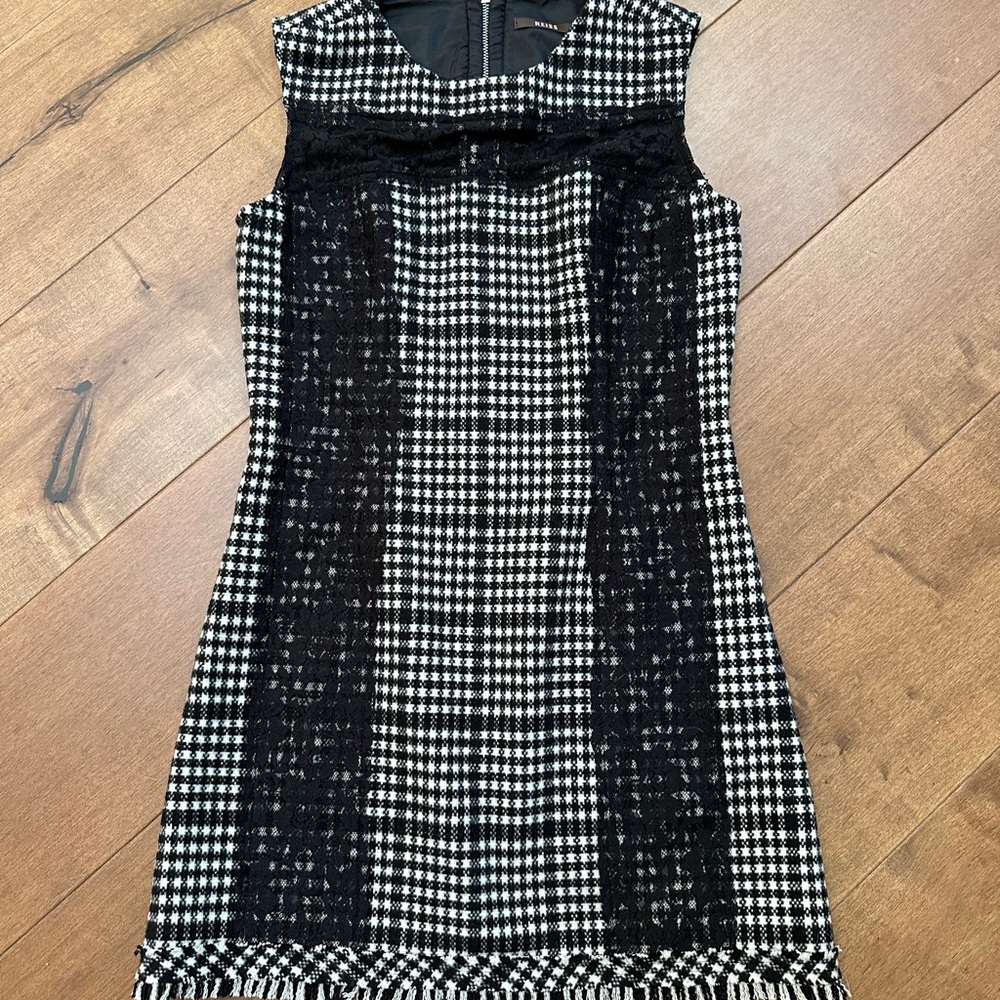 Reiss Elegant Black and White Dress with lace size 4
